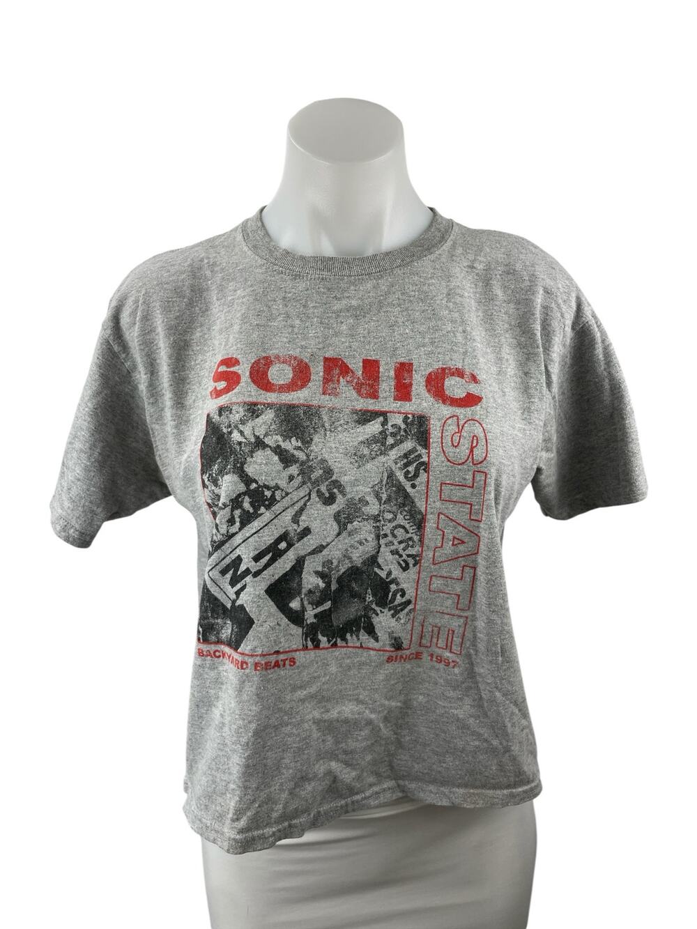 Urban Outfitters Sonic State Alexa Womens Gray Crop Baby Tee Basic T-Shirt Top M